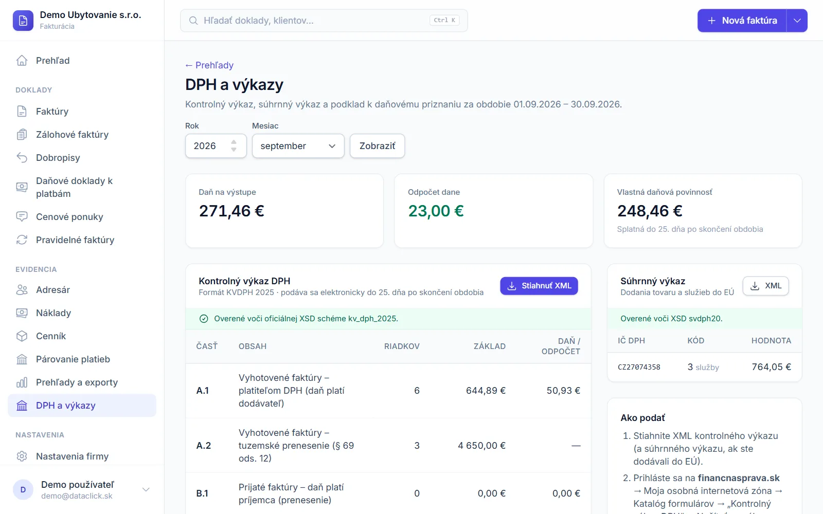 Kontrolný výkaz DPH a súhrnný výkaz